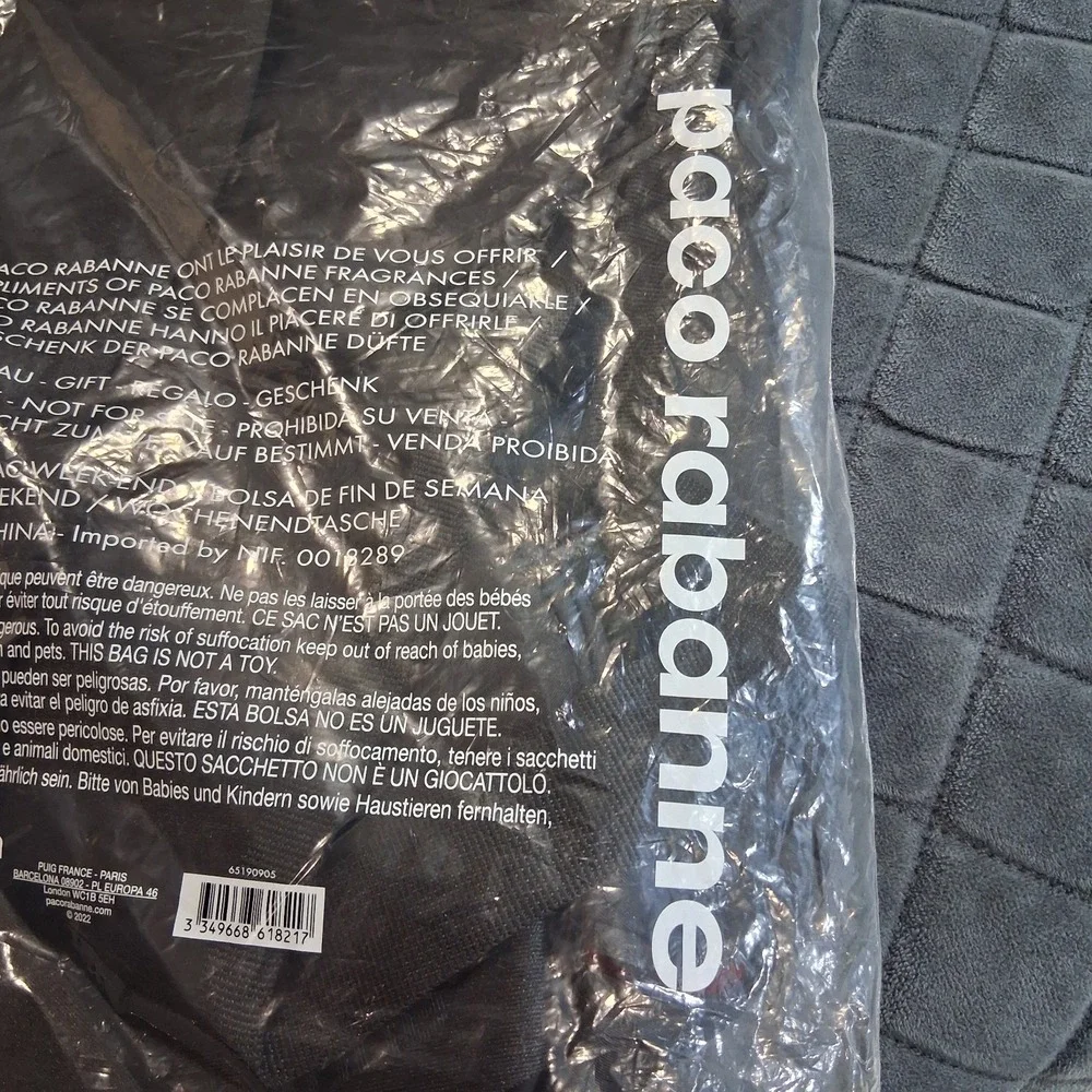 Paco Rabanne 1 Million Royal Black Weekend Bag Travel Duffle Red Lining NEW